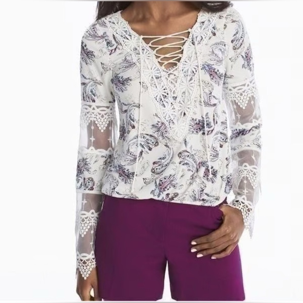White House Black Market Laced Boho Top.   Size-XX-Small